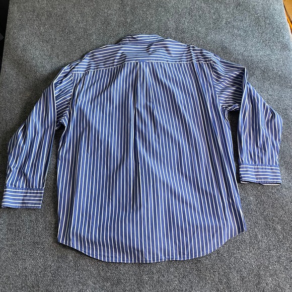 Nautica Vintage Mens XXL Blue White Striped Cotton Button Down Shirt Long Sleeve - Picture 7 of 10